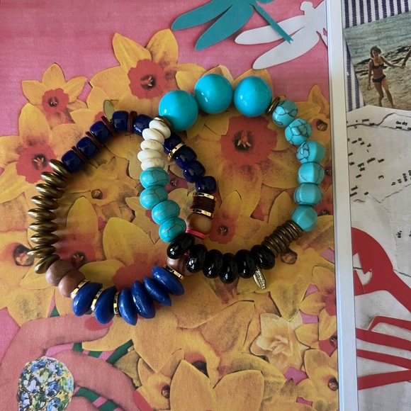Bundle of 2 Anthropologie Serafina turquoise beaded bracelets - Picture 4 of 5